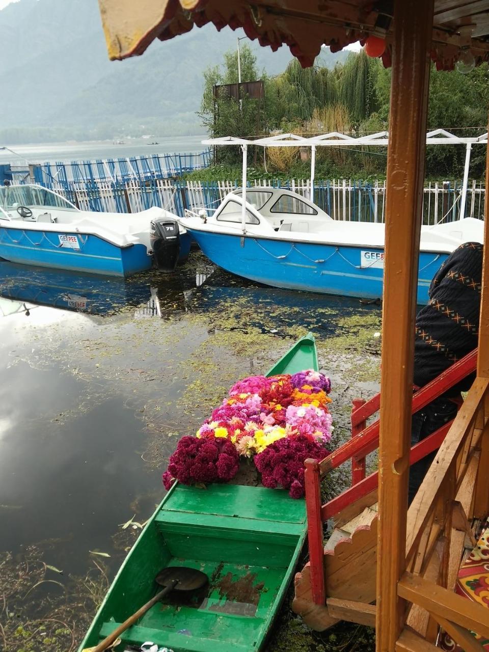 Houseboat Young Snow View Front Line Dal Lake Srīnagar Exterior foto